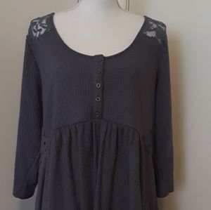 Torrid Dusty Blue Tunic 3/4 Sleeve Top